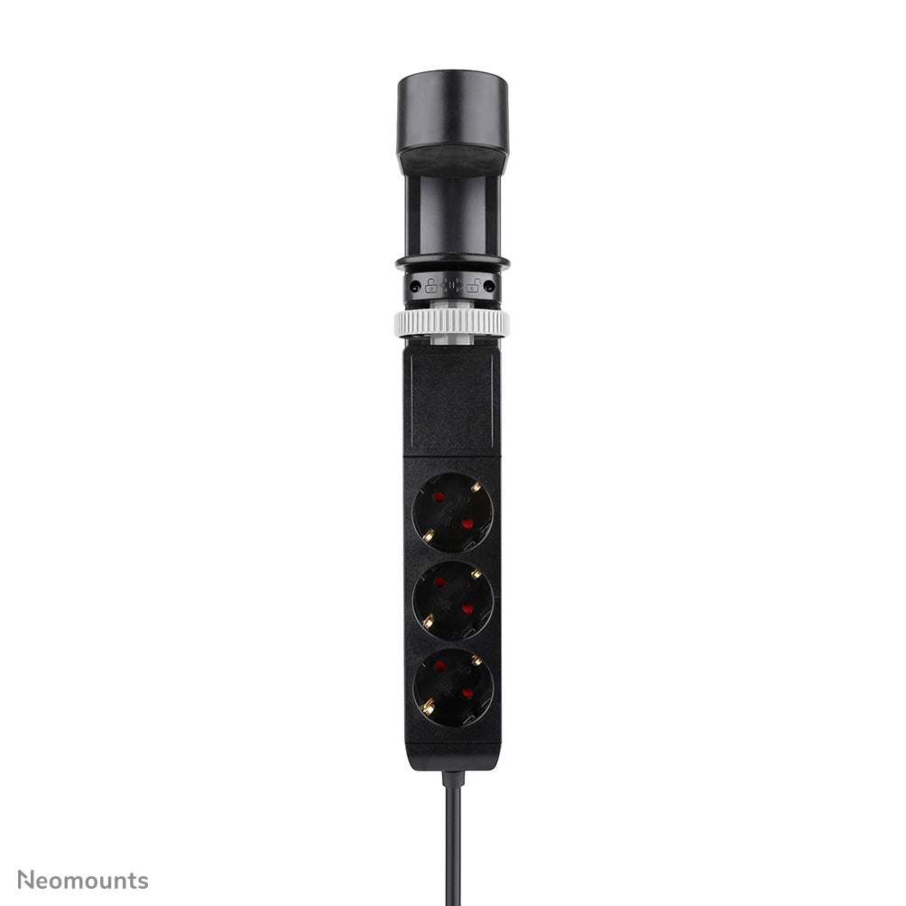 Neomounts DS22-840BL6 – Tisch-Steckdose mit Klemme, 3× 230 V, 2× USB-A + 2× USB-C (PD), 1,4 m, Schwarz