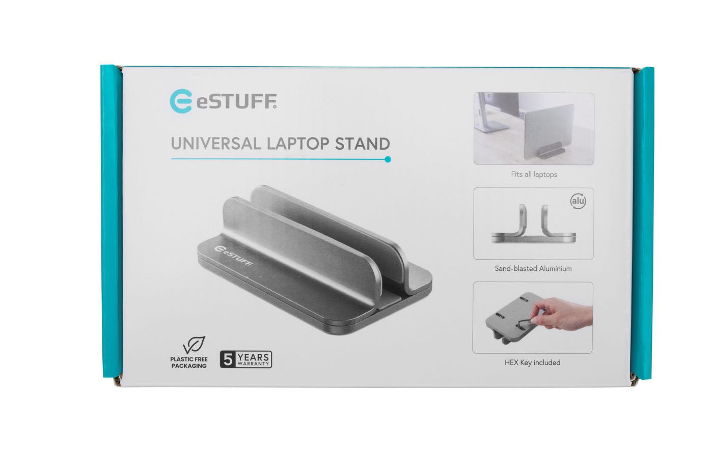 eSTUFF Tablet-Ständer – für Tablets, bis 5 kg, Breite 11–45 mm – Grau
