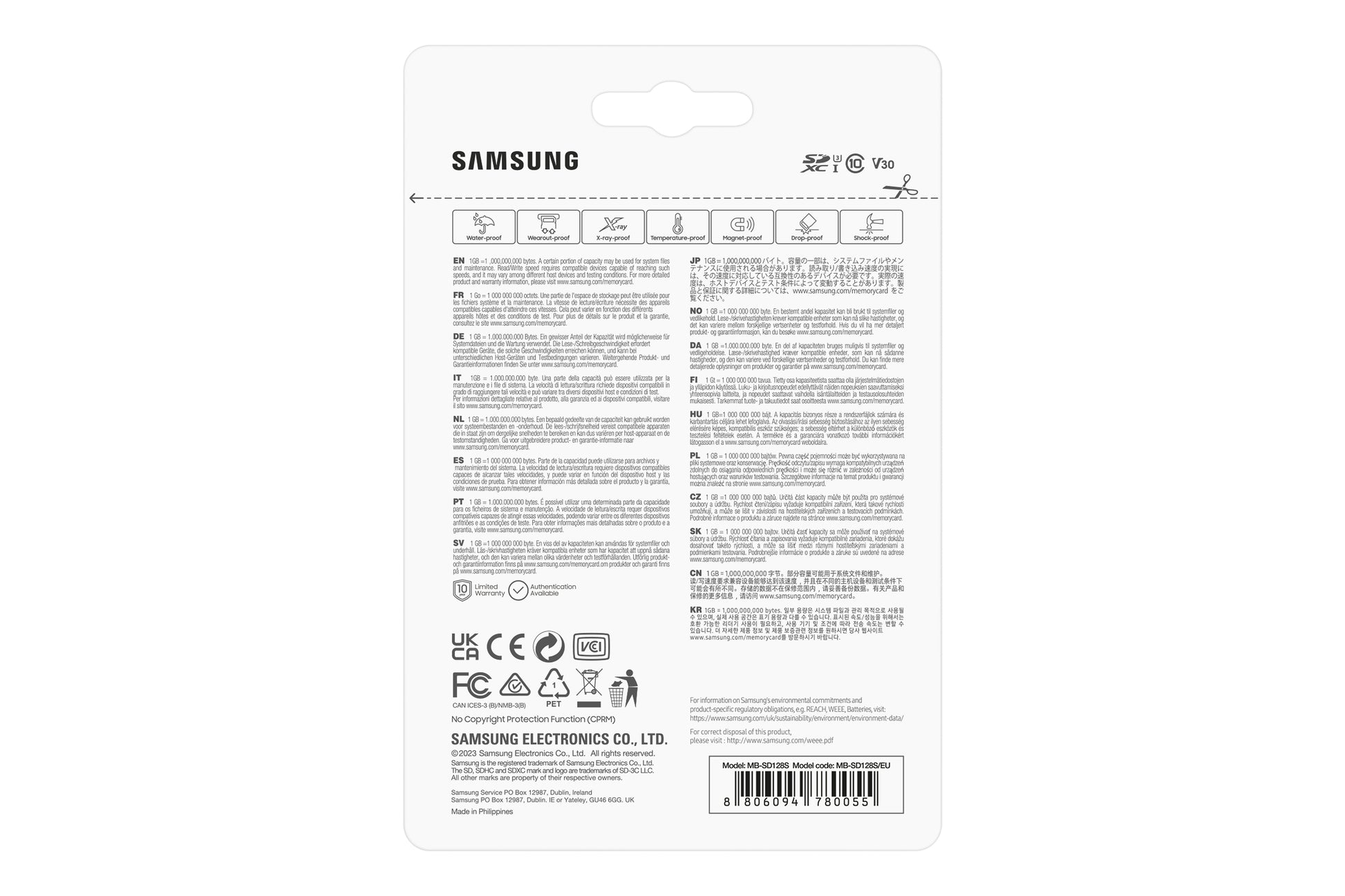 Samsung PRO Plus MB-SD128S – 128 GB SDXC, UHS-I U3 (V30), Lesen 180 MB/s, Schreiben 130 MB/s