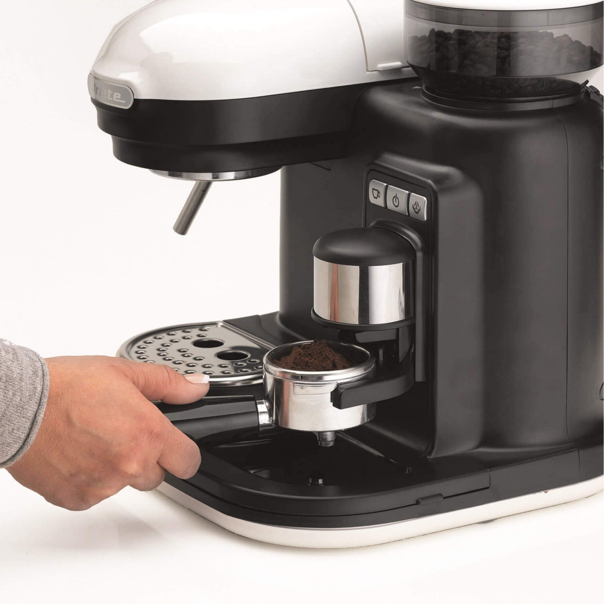 Ariete Espressomaschine ARI-1318-MOD-WH – 0,8 l, Mahlwerk & Milchaufschäumer, 1080 W – Weiss