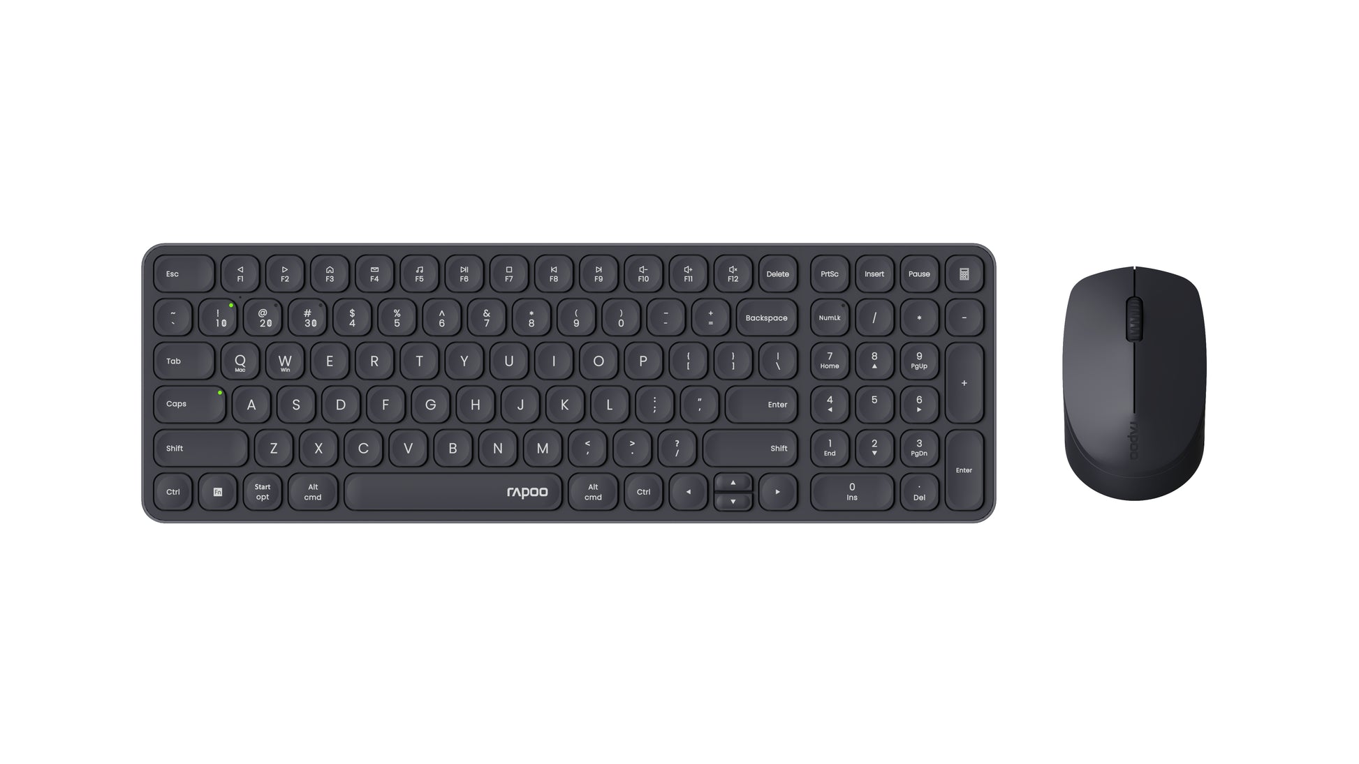 Rapoo 9310M Ultraslim – Tastatur, kabellos (2,4 GHz), CH-Layout (DE-CH), Fullsize (mit Ziffernblock), Membran
