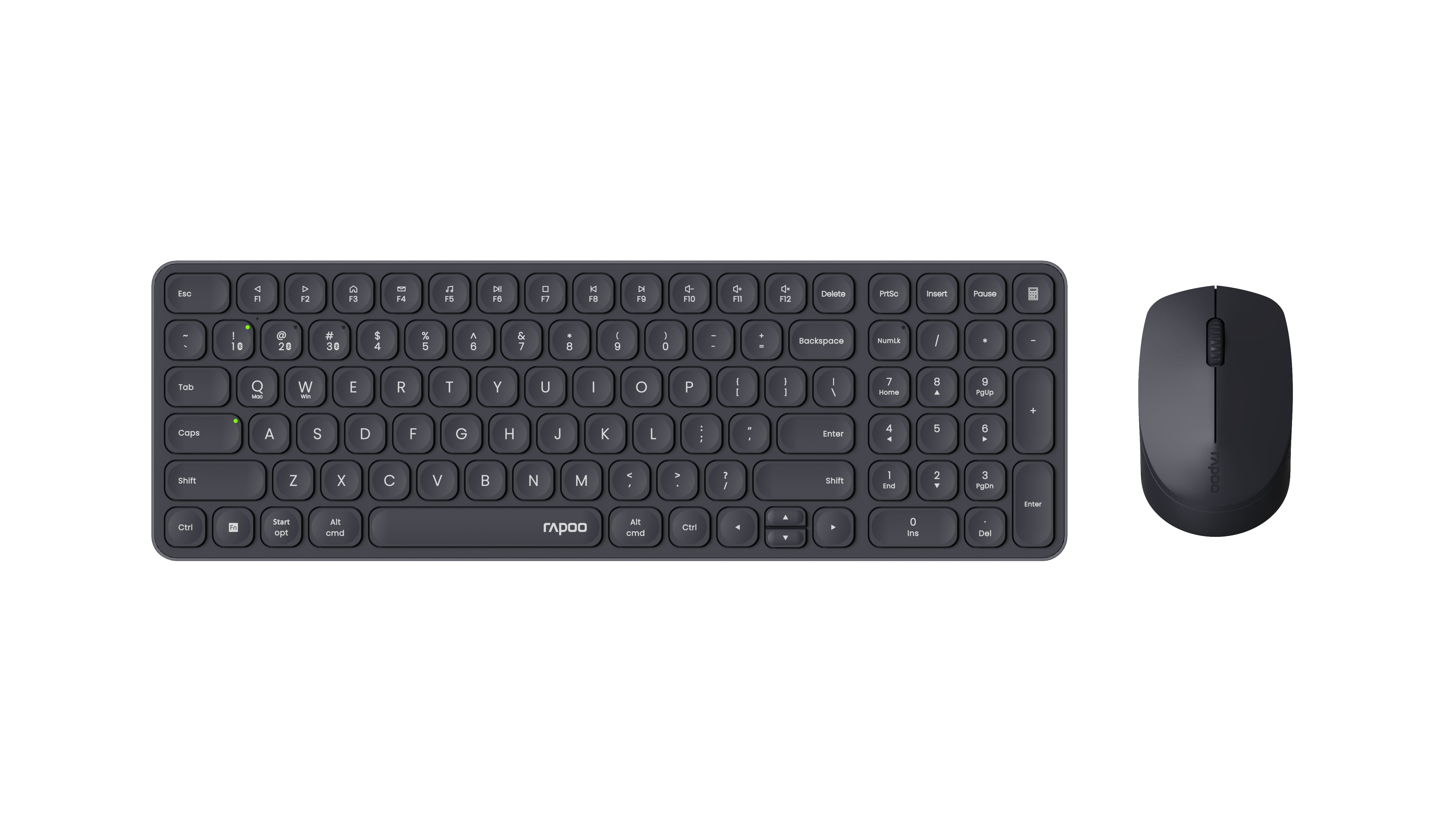 Rapoo 9310M Ultraslim – Tastatur, kabellos (2,4 GHz), CH-Layout (DE-CH), Fullsize (mit Ziffernblock), Membran