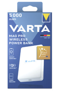 Varta Mag Pro Wireless PB – Powerbank (magnetisch/Wireless) – 5000 mAh, PD 12 W, Weiss
