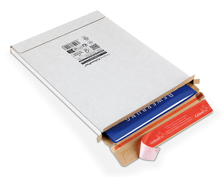 Versandverpackung Colompac – 344 × 244 × 15 mm, selbstklebend, weiss – 100 Stk.
