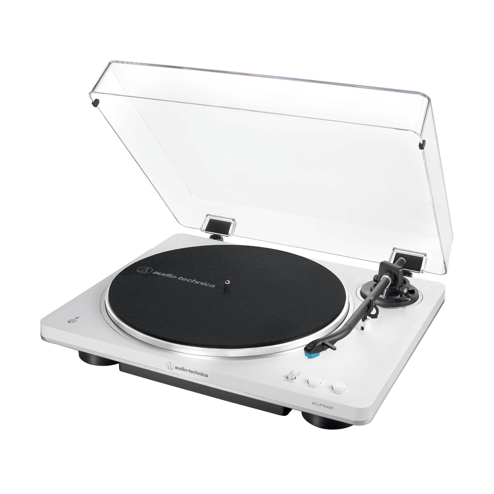 Audio-Technica AT-LP70XBTWS – Plattenspieler – Stationär – Riemenantrieb, Phono-Vorverstärker, 33⅓ U/min – Silber