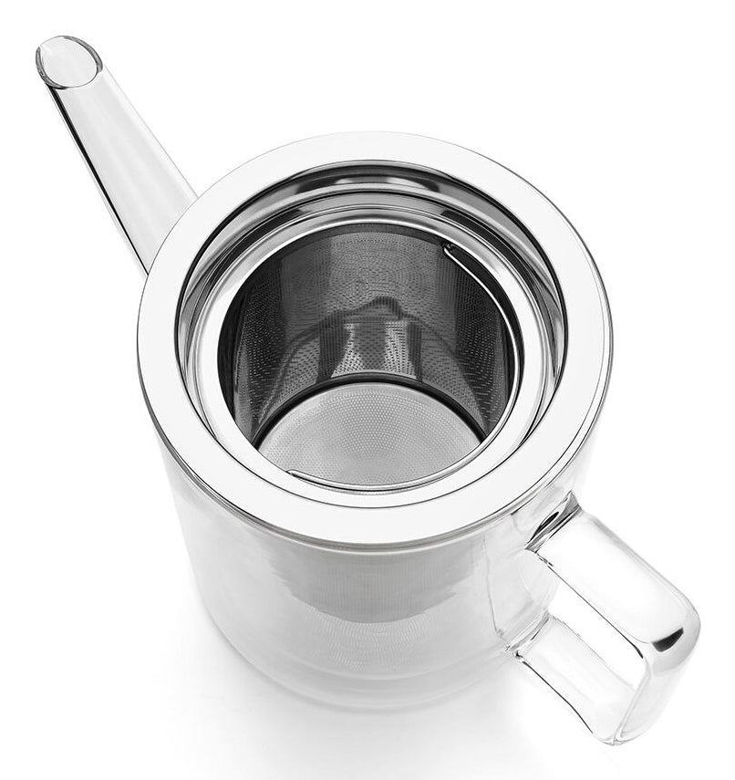 Bredemeijer Teekanne San Remo – 1 l, 16,1 × 12,7 × 23,4 cm, Glas/Edelstahl, doppelwandig, Edelstahl-Teefilter