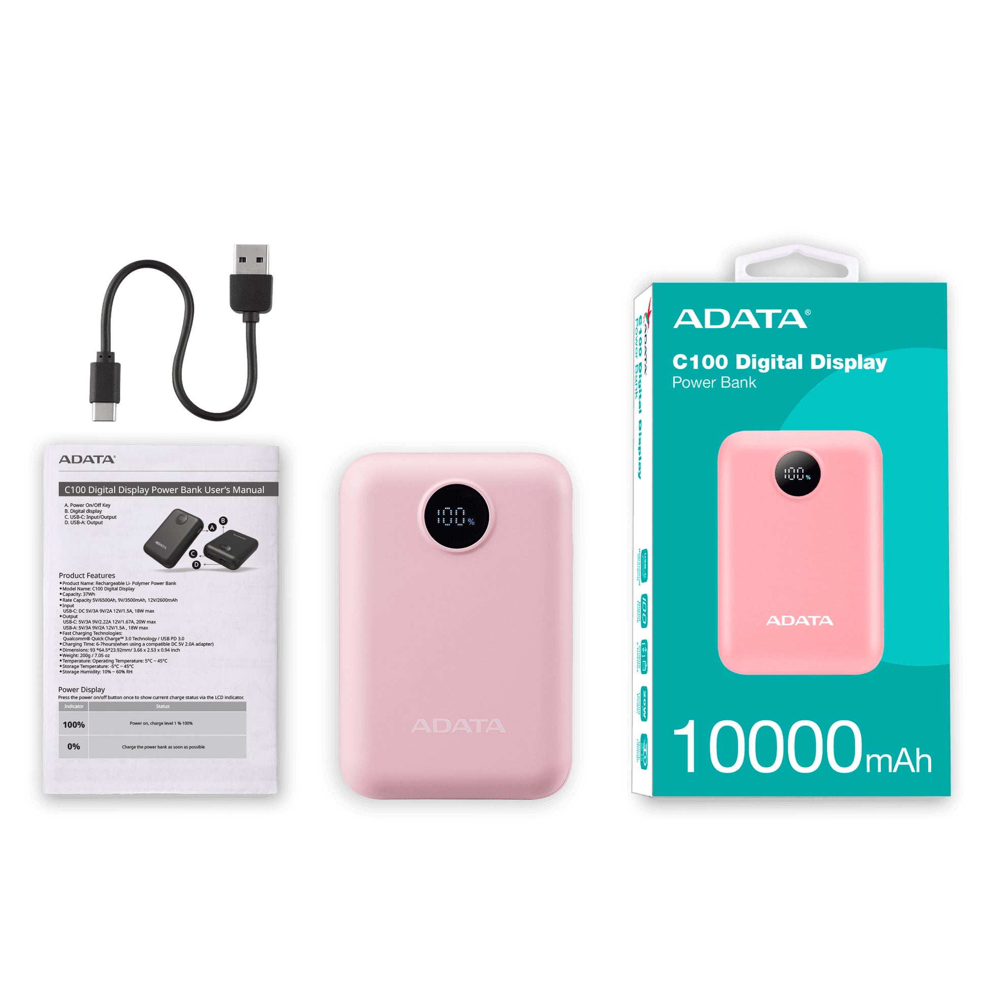 ADATA PowerPack P10022-12 – Power Delivery 3.0, Pink