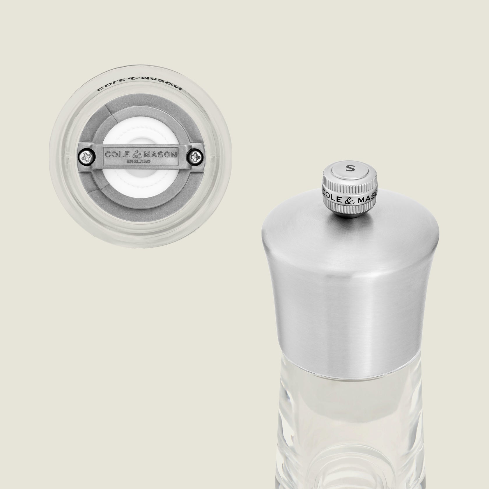 Cole & Mason Bromley – Salz- und Pfeffermühlen-Set 15 cm, Acryl/Edelstahl, transparent/silber, 2-teilig