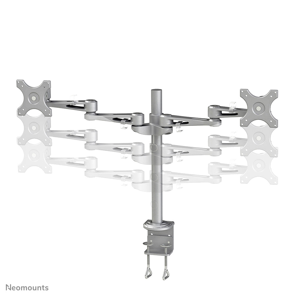 Neomounts FPMA-D935D – Tischhalterung, Dual, Tischklemme, bis 27", VESA 75 × 75 mm, 12 kg, neigbar, silber
