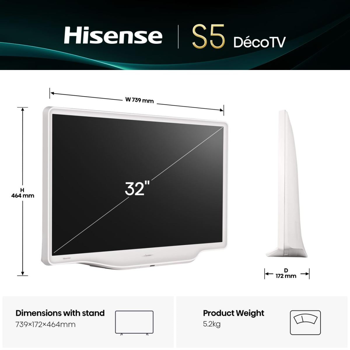Hisense 32S5Q – 32" TV – FHD – QLED – VIDAA – 60 Hz – HLG