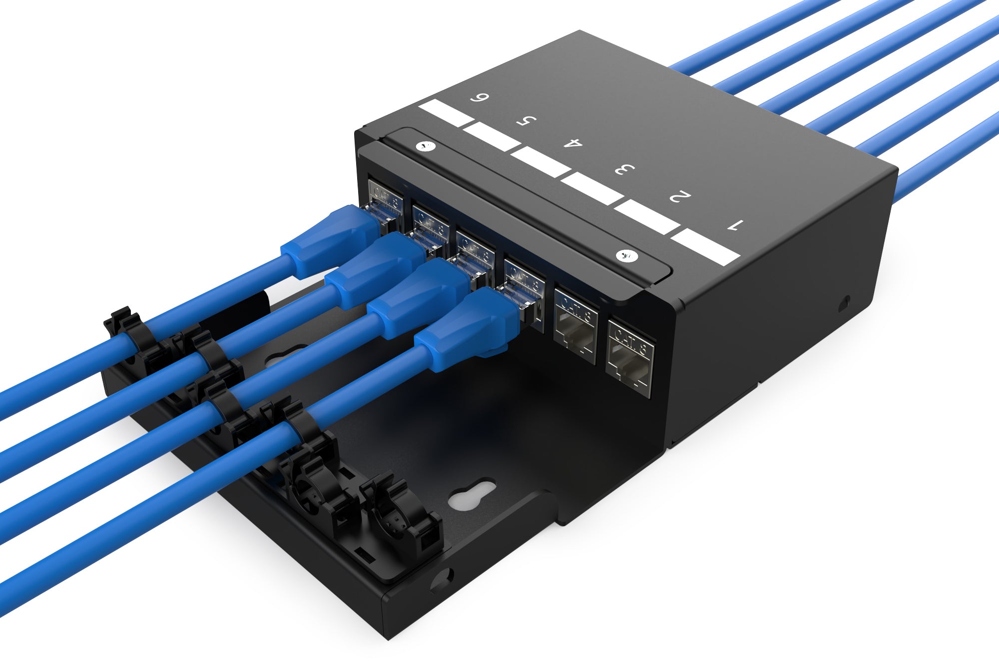 Digitus DN-93708-6 – Konsolidierungsbox, 6× Keystone-Module (RJ-45), Stahl, Schwarz, 135×203×54 mm
