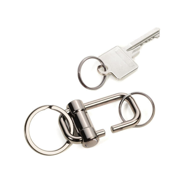 TROIKA Schlüsselanhänger 2 Way Key – 3 Ringe, Schiebeverschluss, Metall, Silber, 6er-Pack