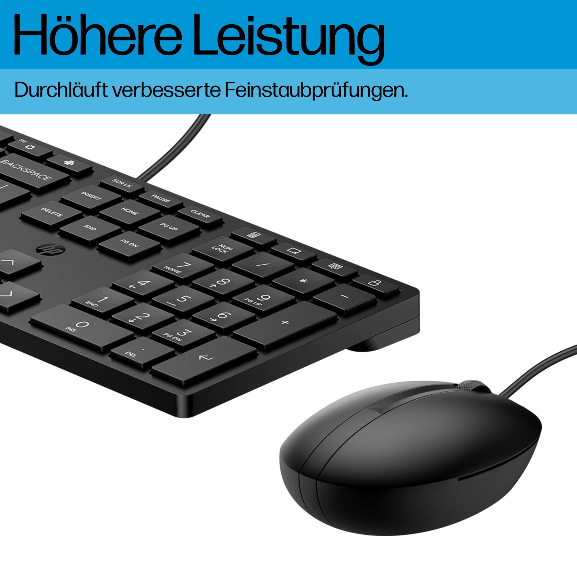 HP Wired Desktop 320MK – Tastatur- und Maus-Set – USB (kabelgebunden), Full-Size, Membran, 1000 DPI, Schwarz