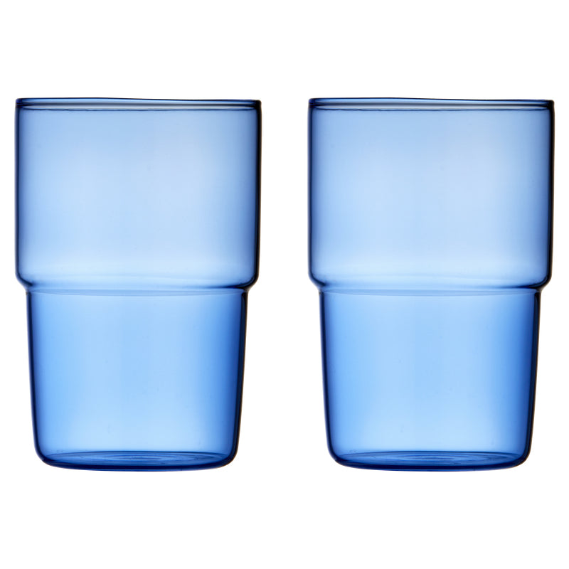 Lyngby Glas Lyngby Trinkglas Torino – 2er Set, 400 ml, Ø 7,7 cm, H 11,5 cm, Glas, Blau, spülmaschinenfest, mikrowellengeeignet