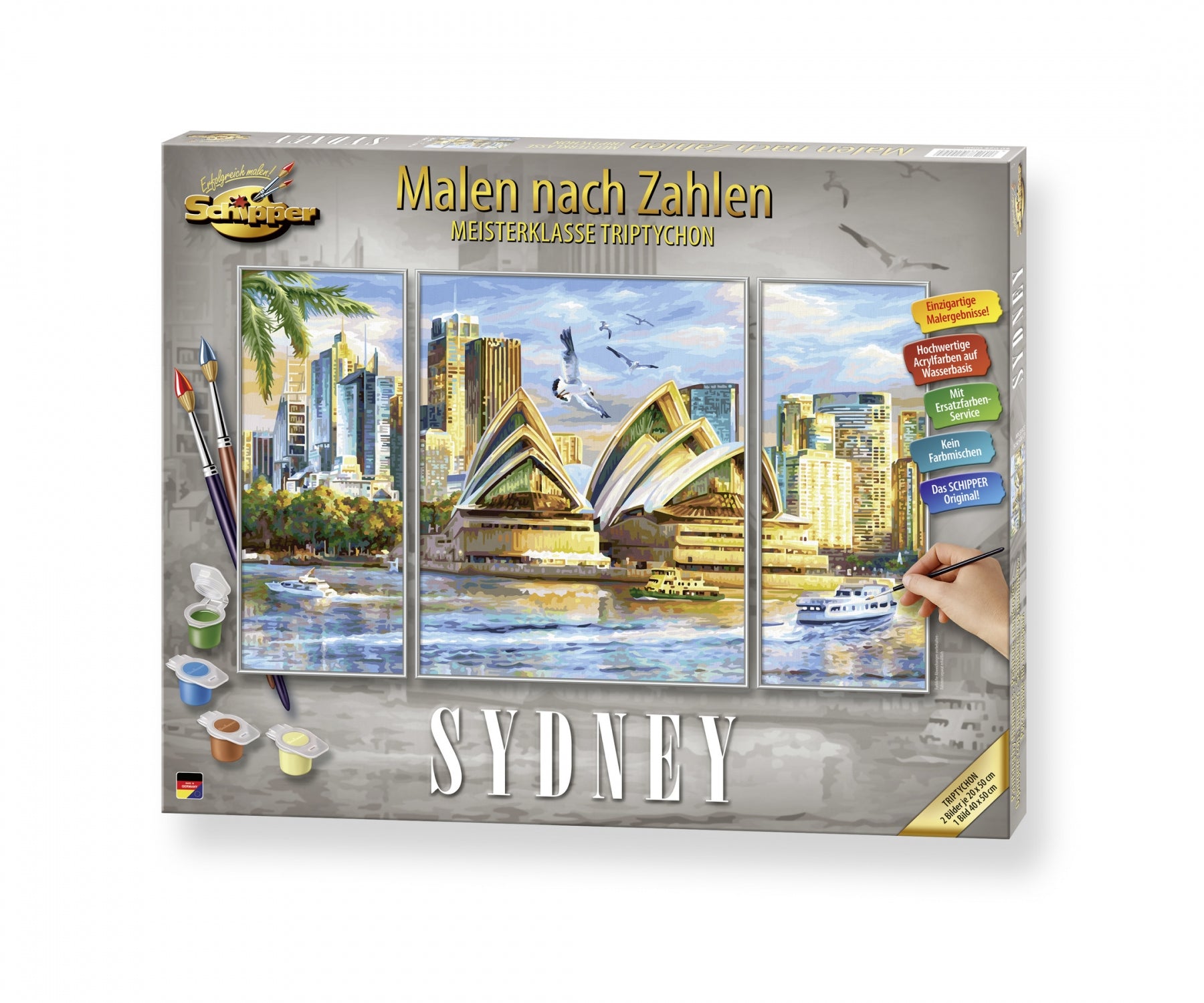 Schipper Malen-nach-Zahlen-Set – Stadt / Land – 3-teilig (40 × 50 cm, 20 × 50 cm, 20 × 50 cm) – ab 14 Jahren
