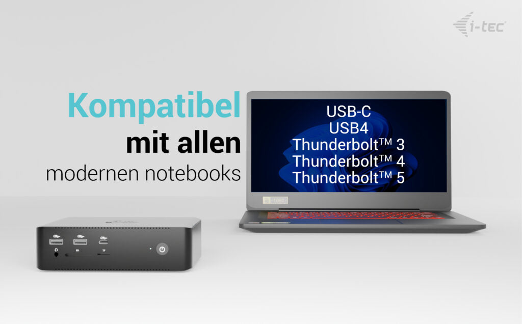 i-tec Quattro Display DS Dockingstation – Thunderbolt 5, 2× HDMI, 4× USB-A, 1× USB-C, 140 W PD, 2,5GbE