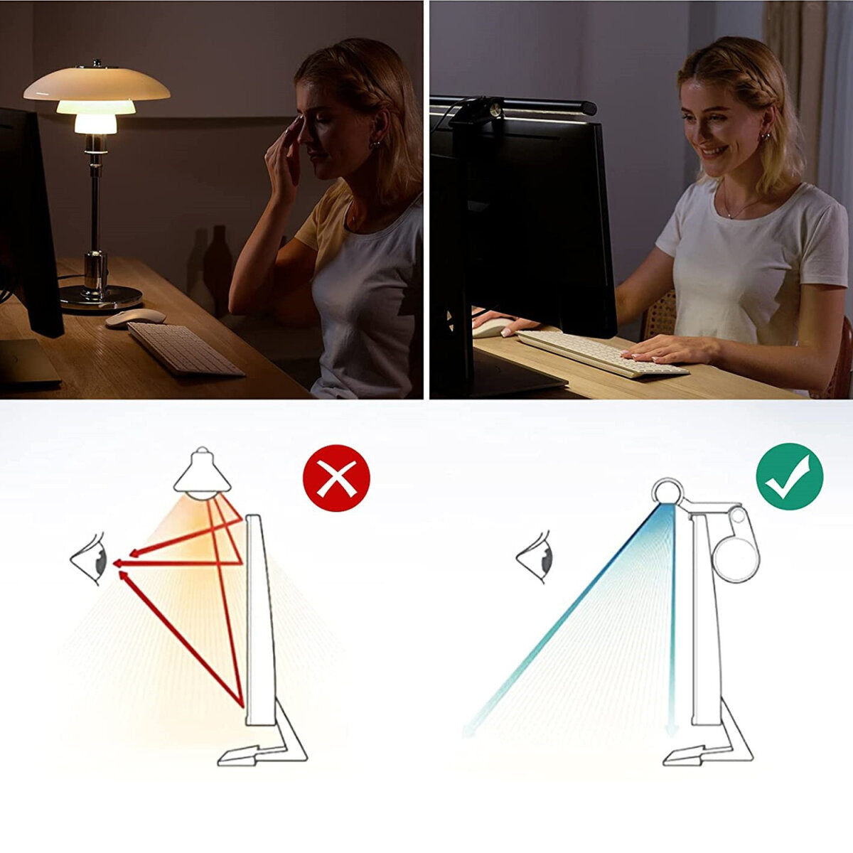 4smarts Monitor-Lichtleiste – 400 lm, 2800–5500 K, 3-Stufen-Dimmer, für Monitore 0,8–2,0 cm – Schwarz