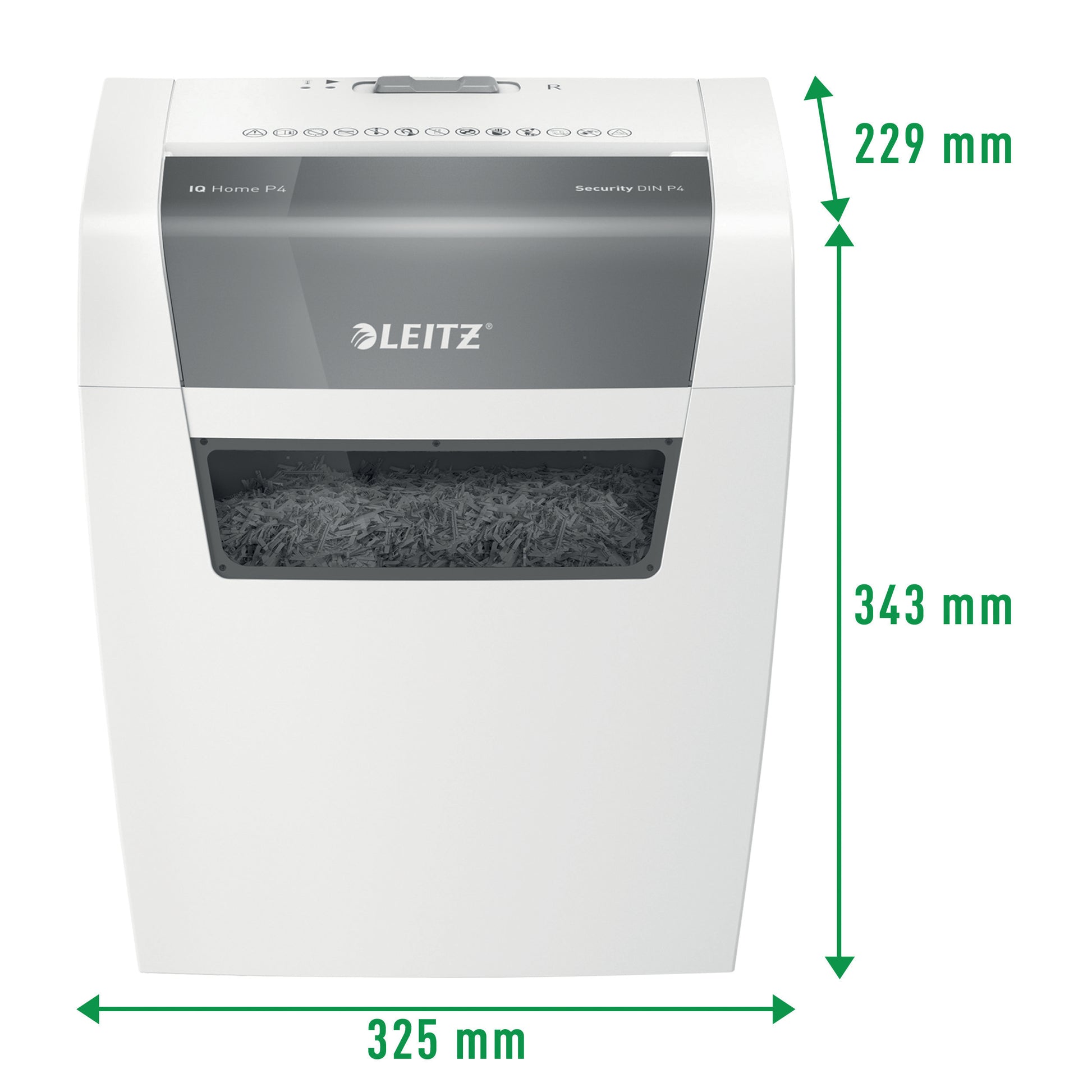 Leitz IQ Home – Aktenvernichter, DIN P-4, Partikelschnitt 4 × 28 mm, 6 Blatt, 15 l, A4