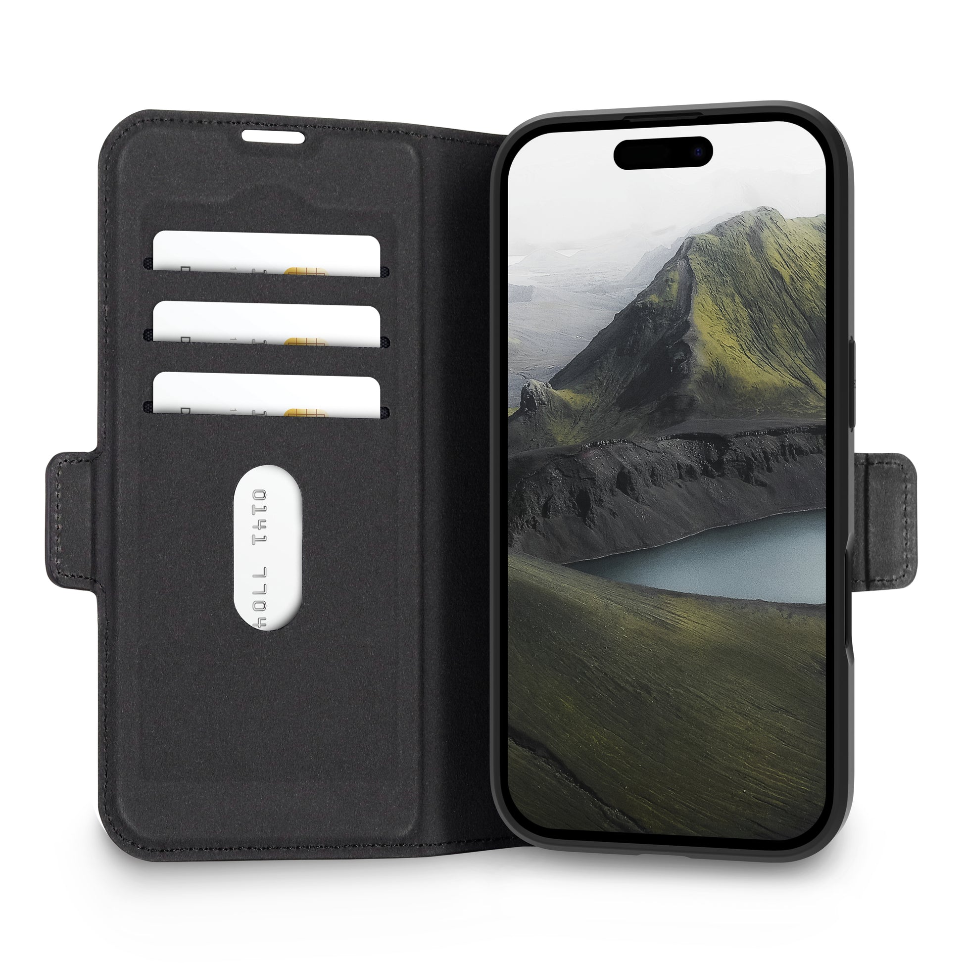 dbramante1928 Oslo Pro MS – Wallethülle – für Apple iPhone 17, MagSafe, 3 Kartenfächer, PU, Schwarz