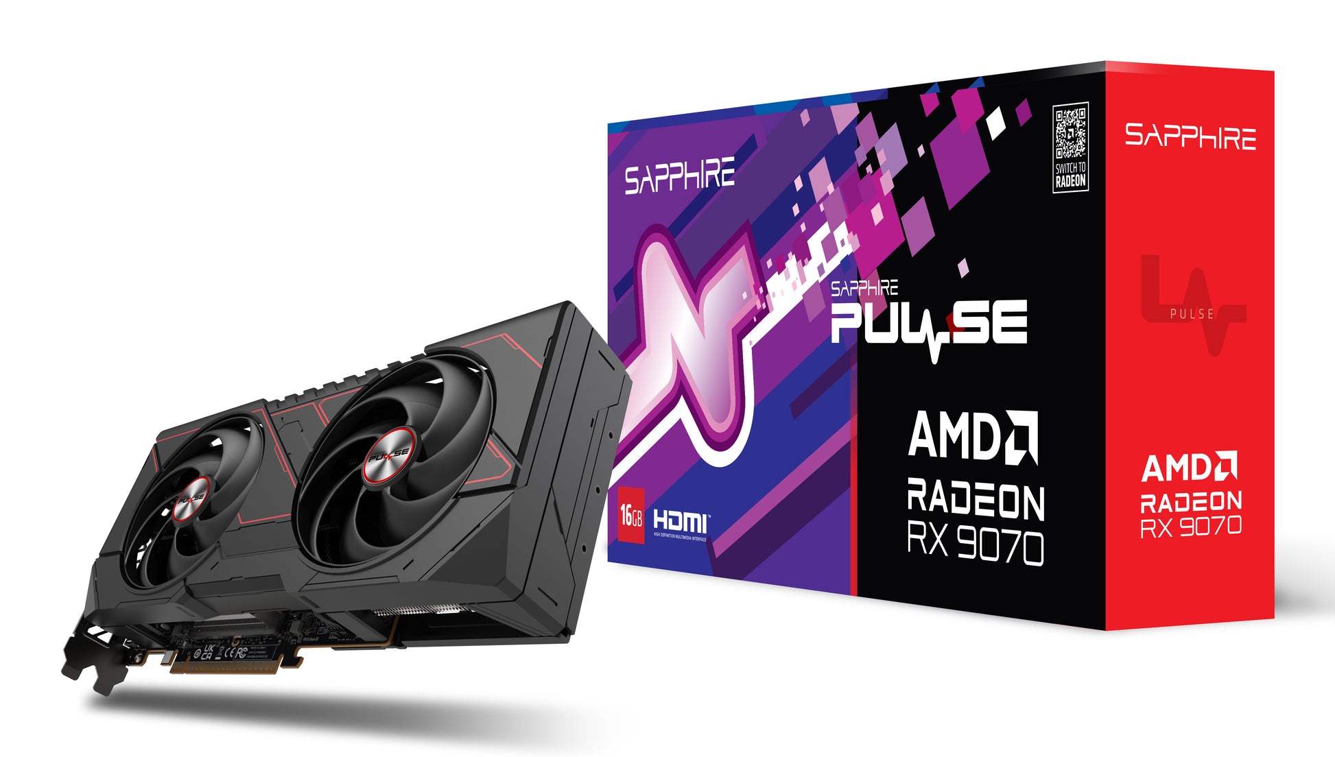 Sapphire PULSE Radeon RX 9070 – 16 GB GDDR6, PCIe 5.0, 2x HDMI/2x DP