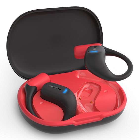 Philips TAA6709BK – Ohrbügel-Kopfhörer – Bluetooth 5.3, IP65, Ladeschale – Rot – bis 28 h