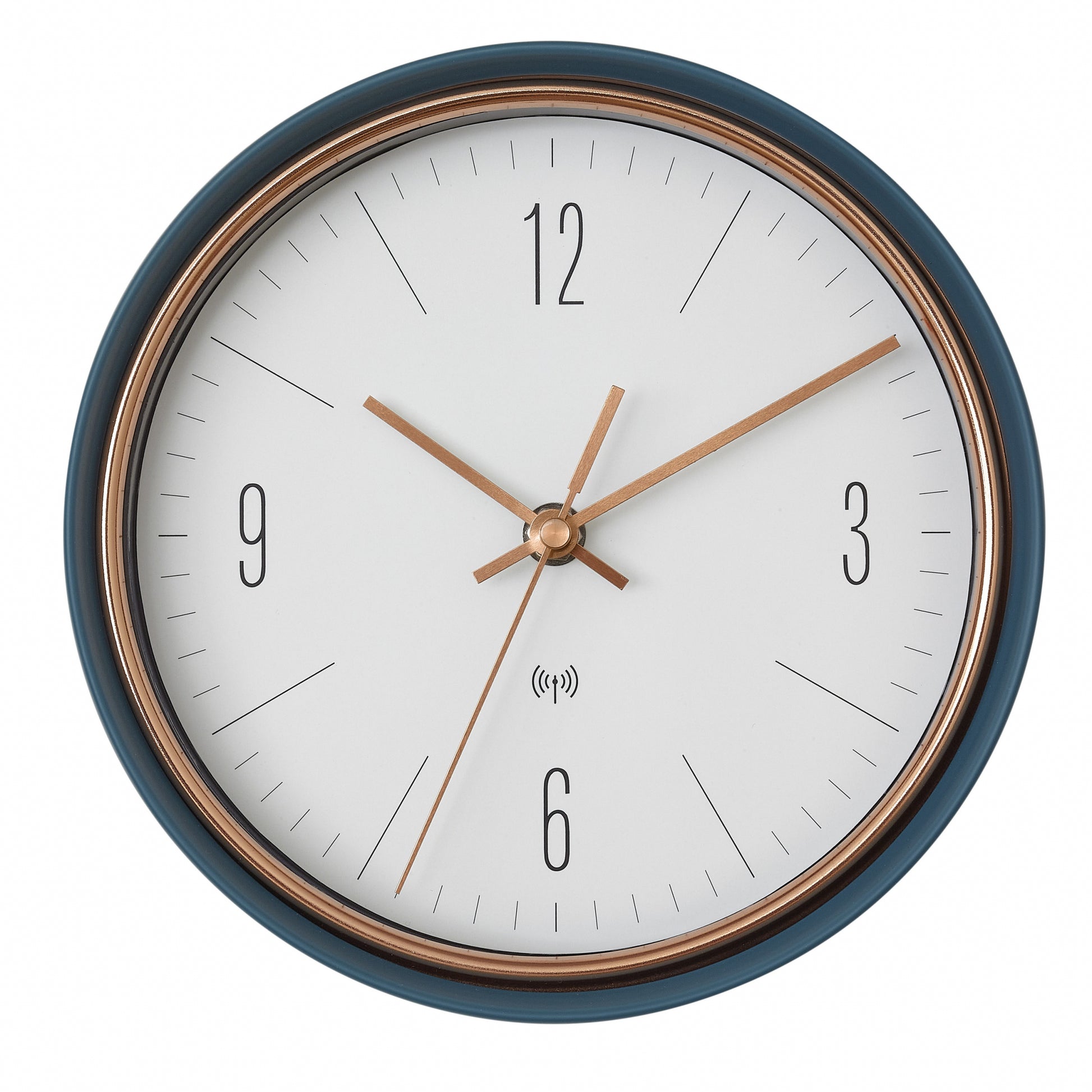 TFA-Dostmann TFA Dostmann Wanduhr – Funk, analog, Ø 22,3 cm, blau, Metall/Glas