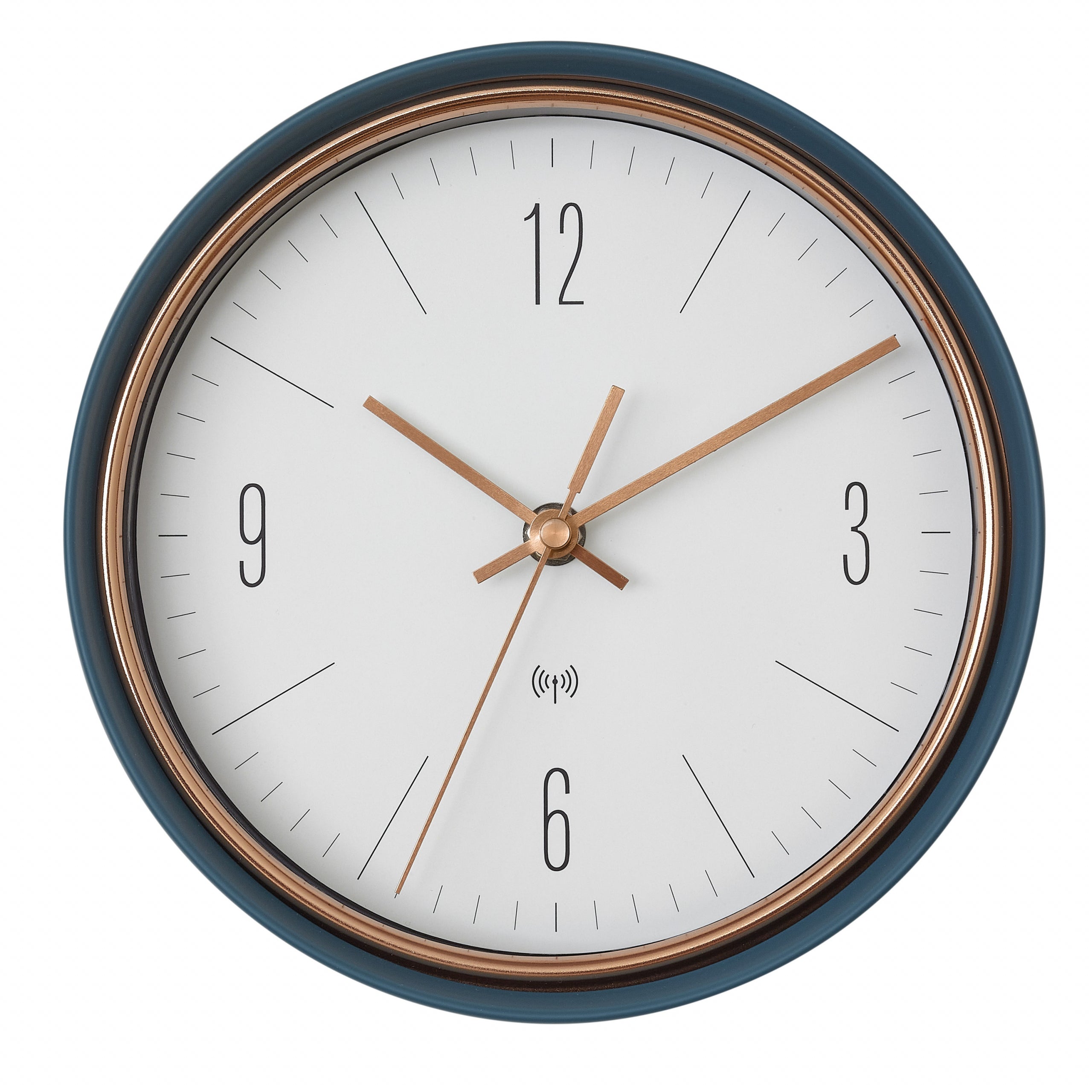 TFA-Dostmann TFA Dostmann Wanduhr – Funk, analog, Ø 22,3 cm, blau, Metall/Glas