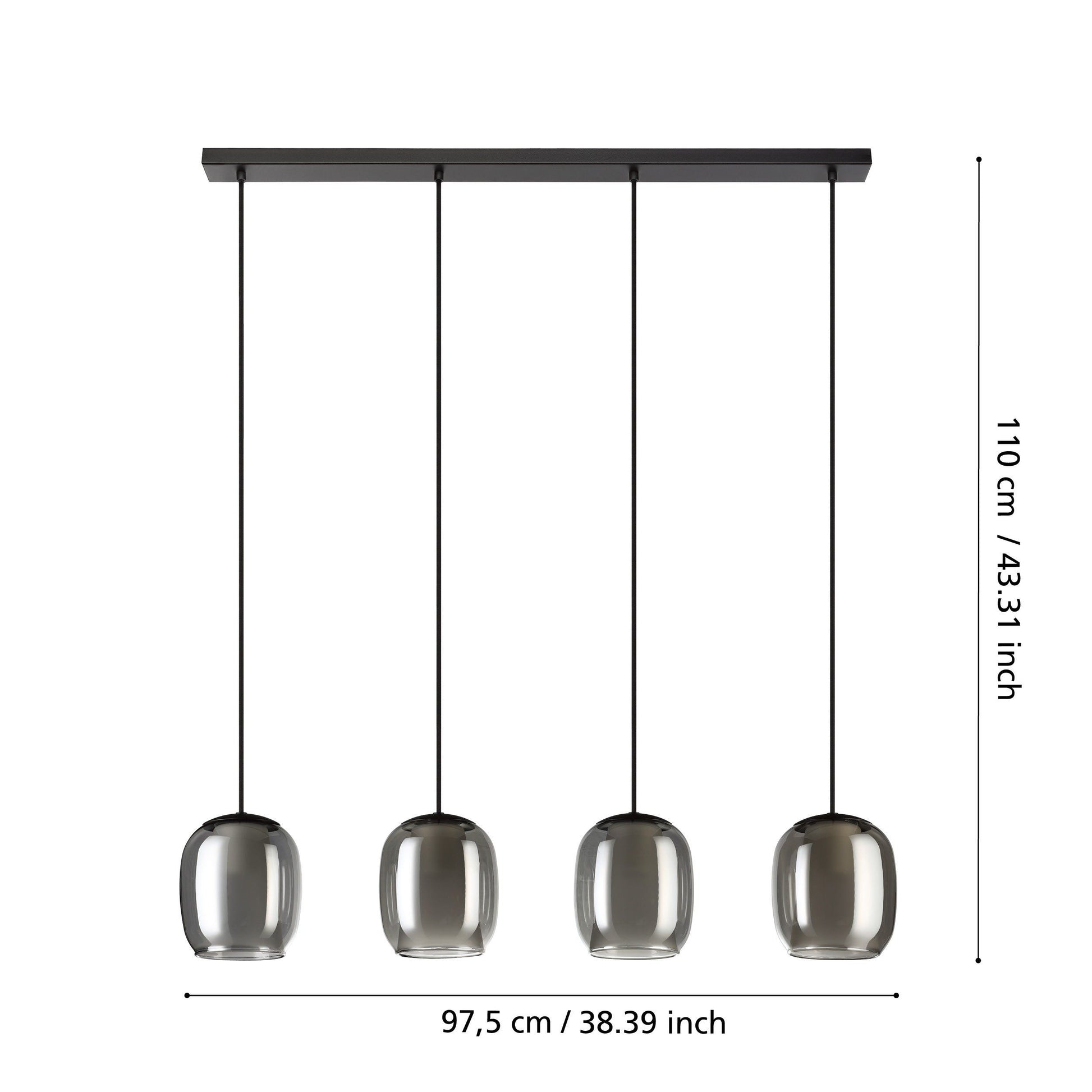 EGLO Deckenleuchte Ciampino – 97,5 × 110 cm, 112 W, schwarz, exkl. E27, 4-flammig