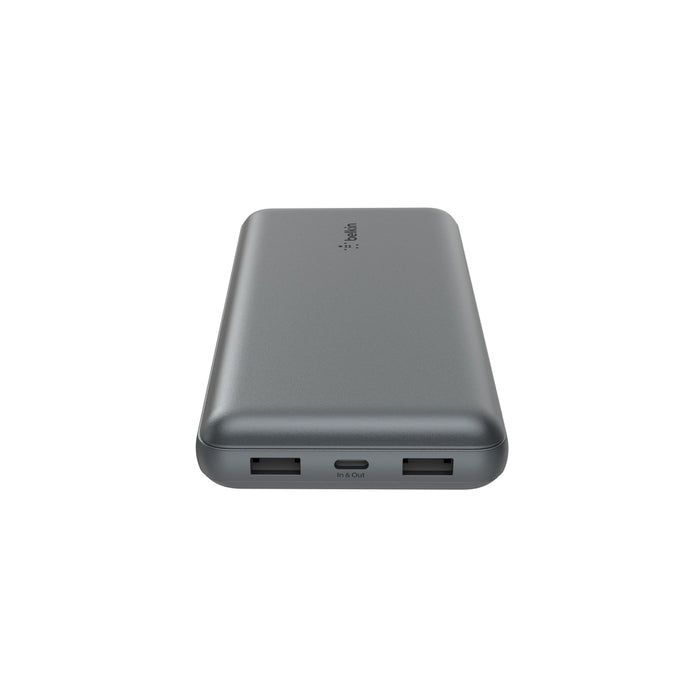 Belkin Powerbank 20000 mAh, PD 39 W, 1× USB-C, 2× USB-A, für Smartphones, Tablets und Smartwatches, Grau