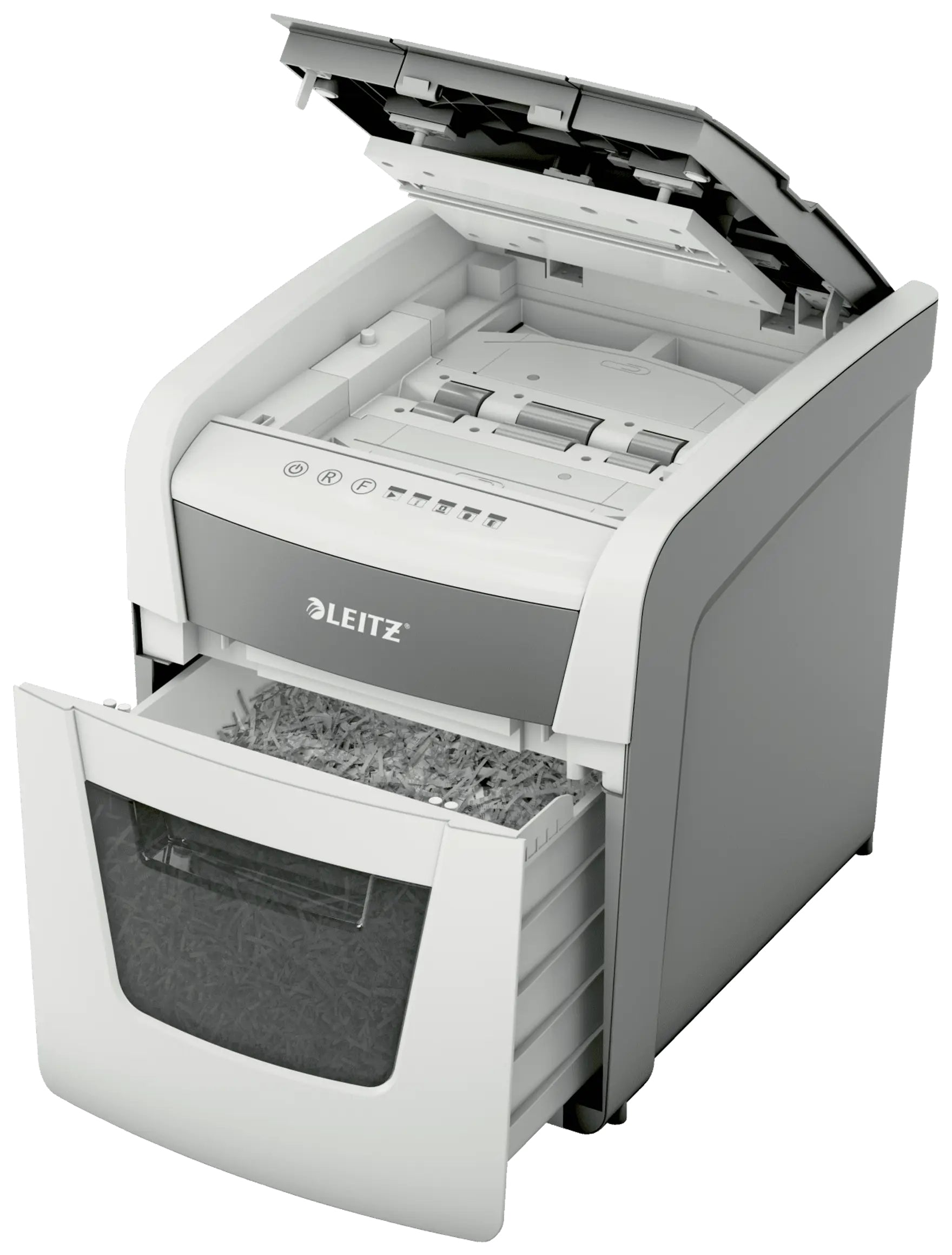 Leitz IQ Autofeed – Aktenvernichter mit Autofeed 50 Blatt, DIN P-4, Partikelschnitt 4 × 28 mm, 6 Blatt, 20 l