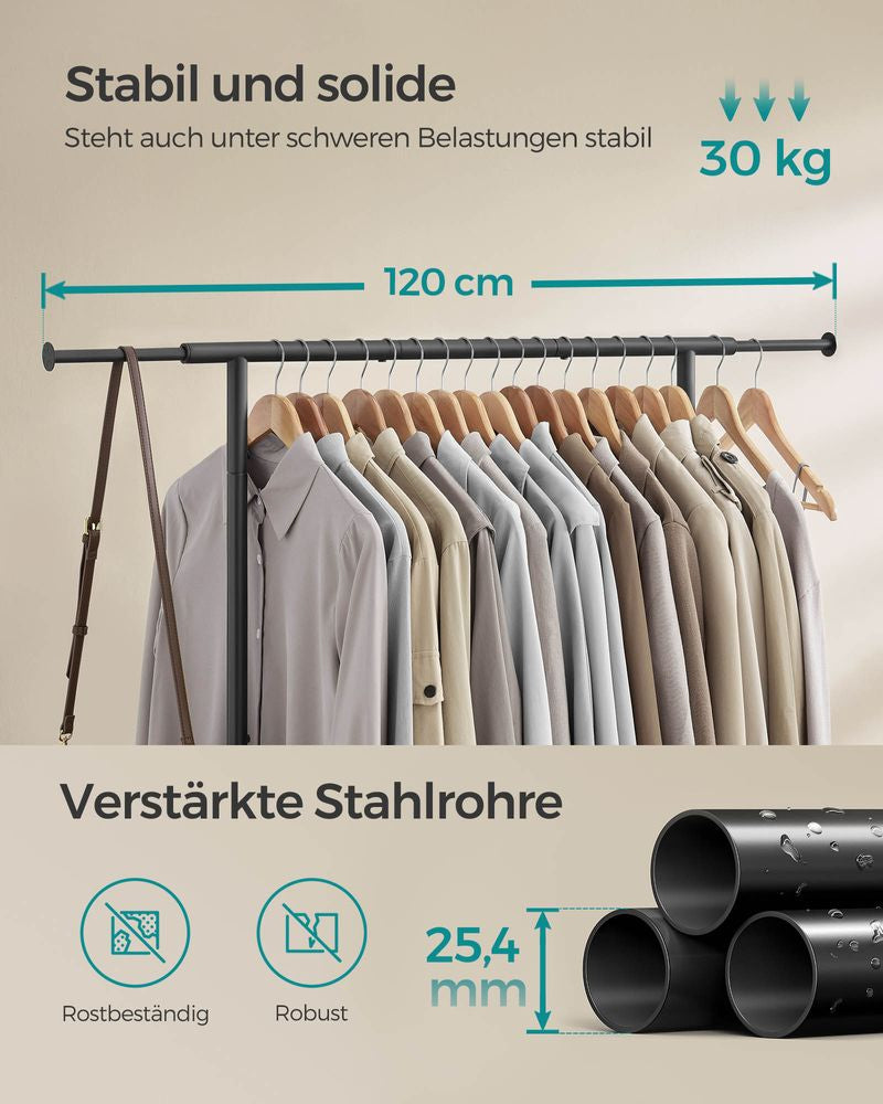 Songmics Garderobenständer (mit Rollen) – Stahl – Schwarz – 1'560 mm