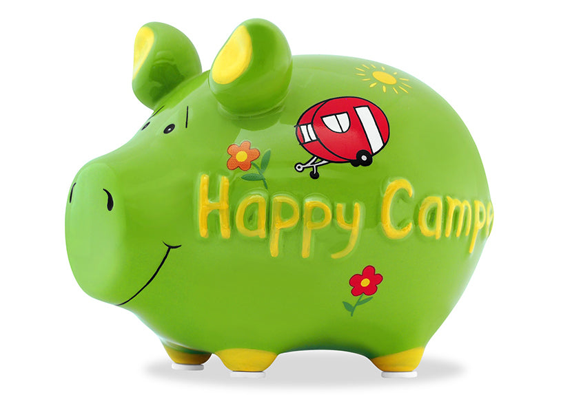 G. Wurm Spardose Camping – Keramik, mehrfarbig – 12,5 × 9 × 9 cm – 3-teilig