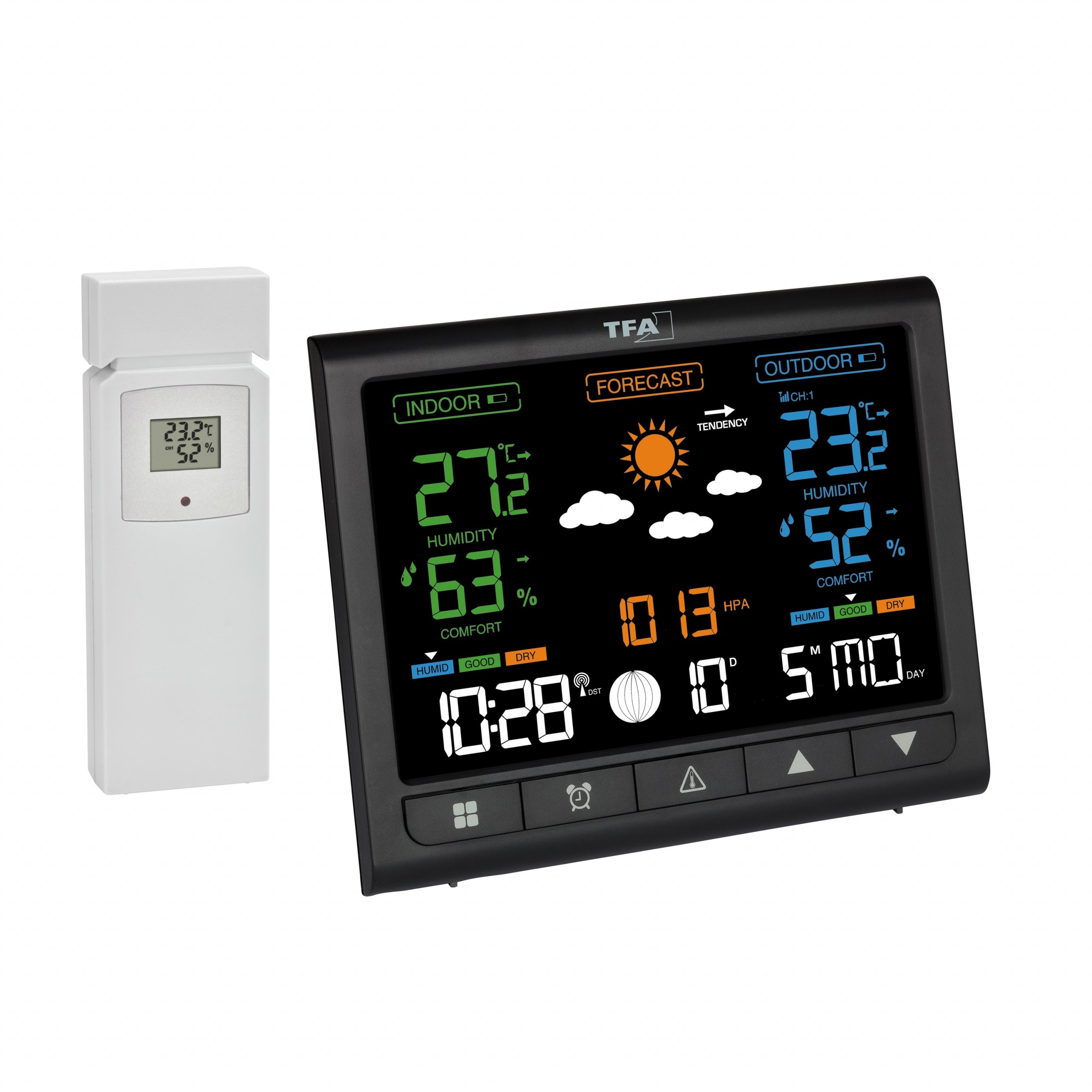 TFA-Dostmann TFA Dostmann CONTRAST – Wetterstation, innen/aussen, Hygrometer & Thermometer, inkl. Aussensensor – schwarz