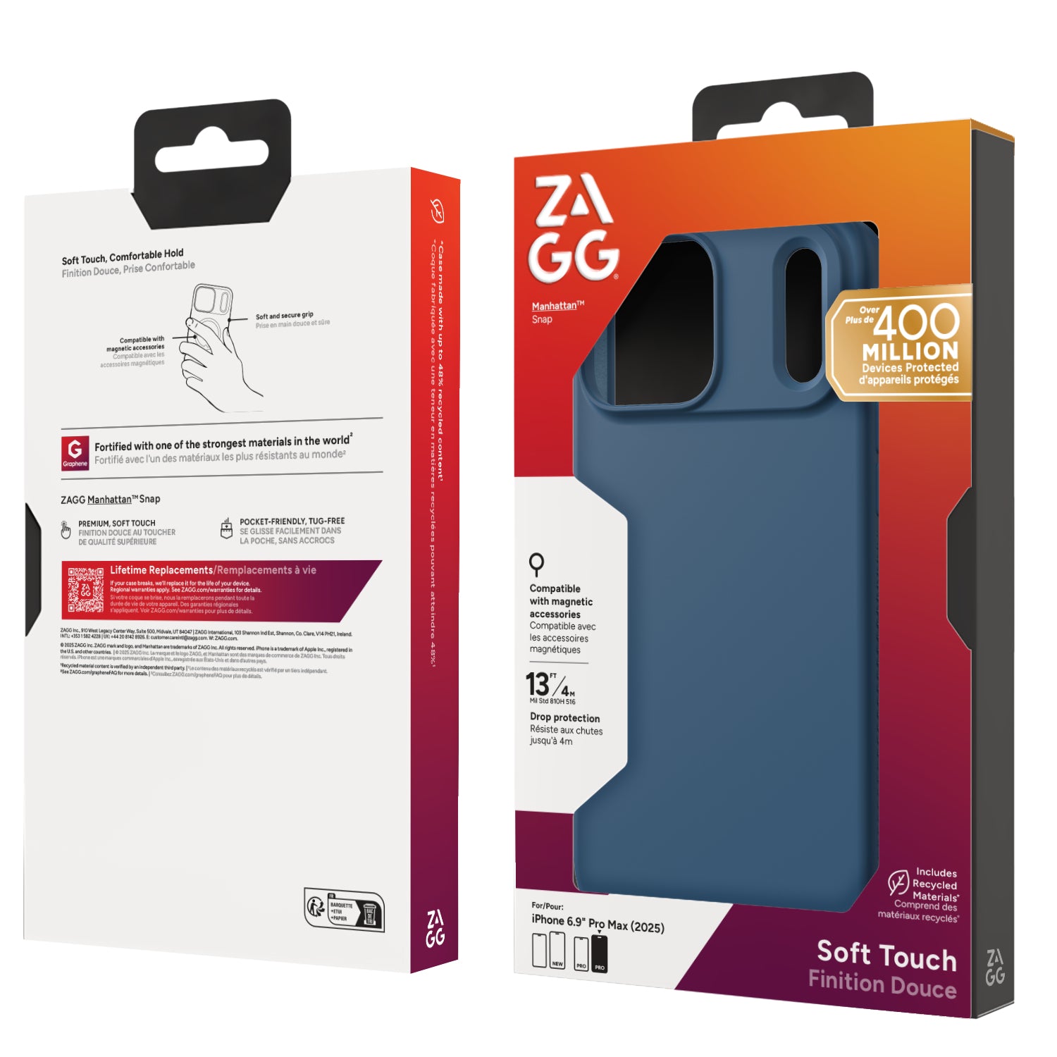 ZAGG Manhattan Snap Backcover – für Apple iPhone 17 Pro Max – Graphen+Silikon, Blau, bis 4 m Sturzsicher