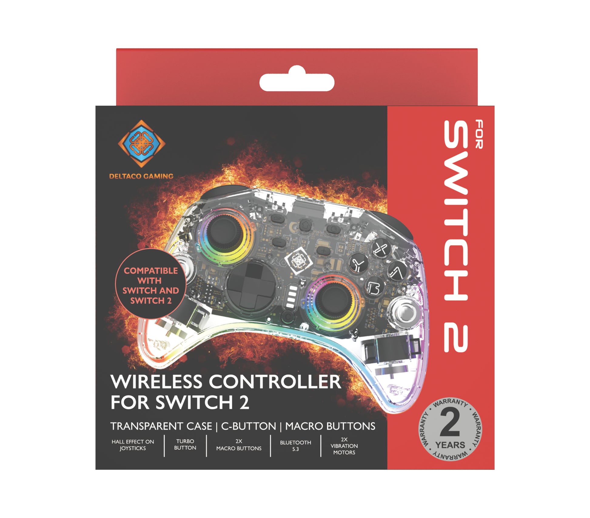 Deltaco Gaming GAM-198-T – Gamepad – USB + Bluetooth, RGB, Turbo, für Nintendo Switch, Android & PC
