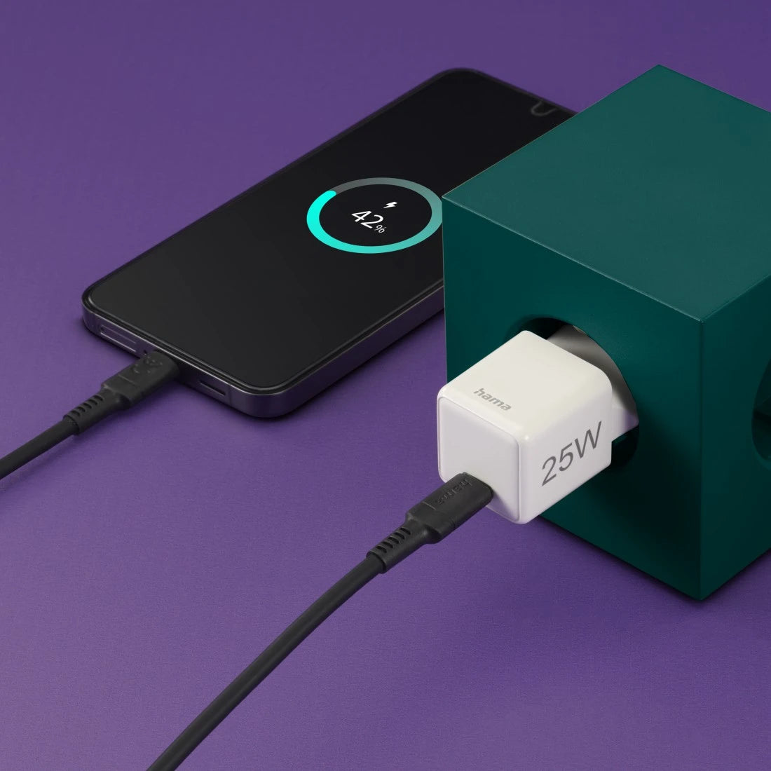 Hama 00201981 USB-Ladegerät 25 W – USB-C×1 – PD 3.0, QC 3.0, EU-Stecker (Typ C) – Weiss
