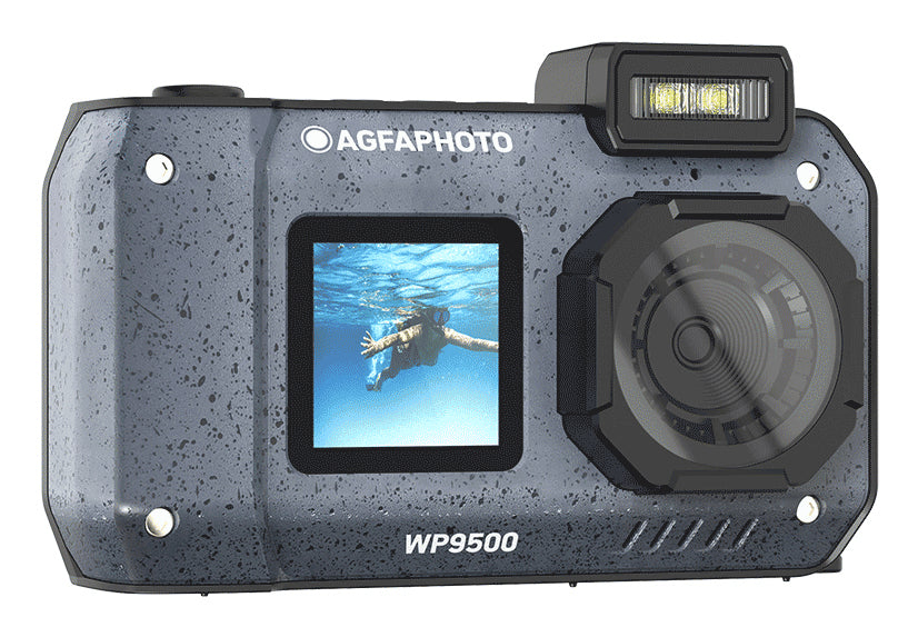 AgfaPhoto WP9500 – Unterwasserkamera, wasserdicht bis 3 m, 18× optischer Zoom, 24 MP, 4K, schwarz