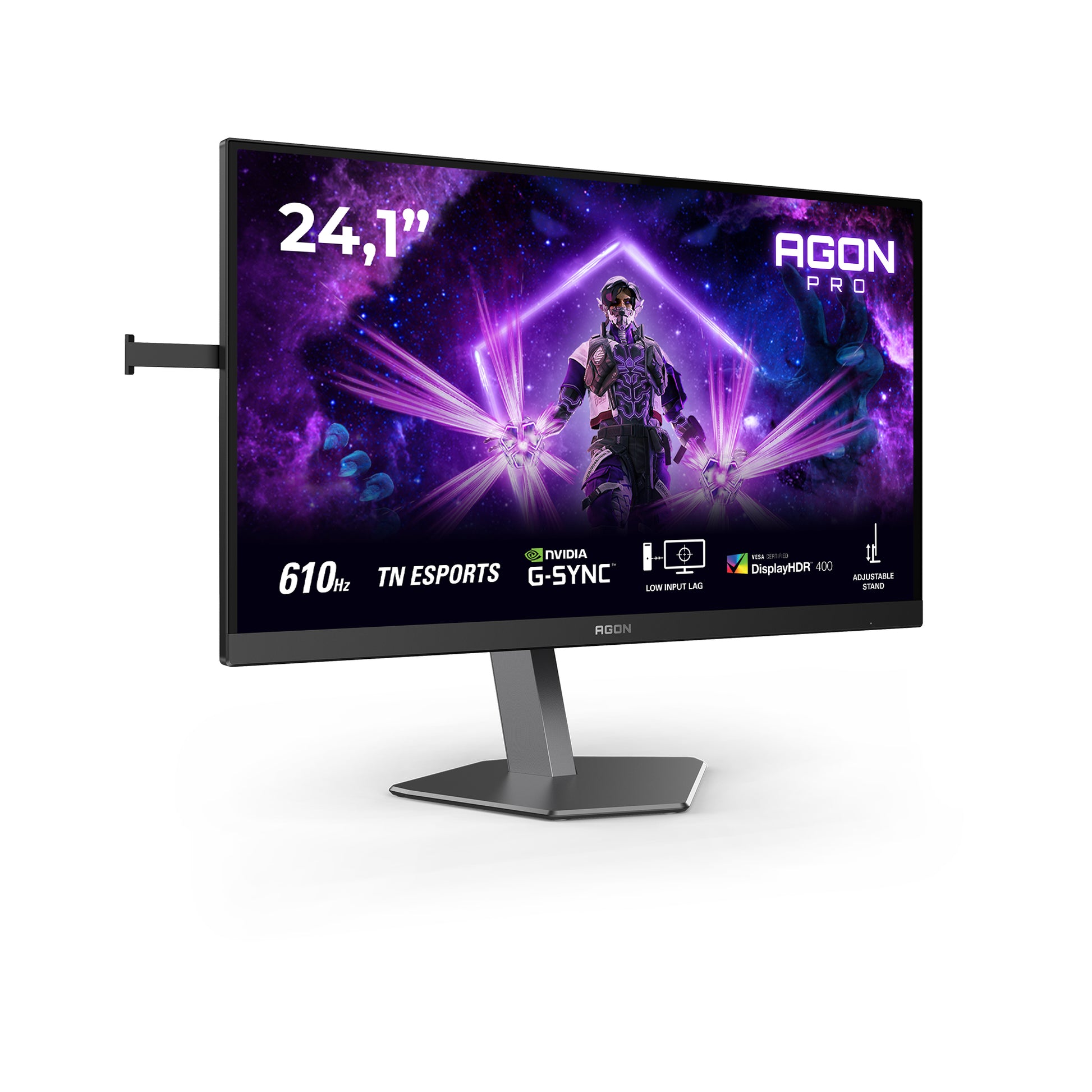 AOC AG246FK6 – Monitor, 24,1", TN, 610 Hz, 500 cd/m², Adaptive Sync, USB-C, USB-Hub, VESA 100 × 100, Schwarz