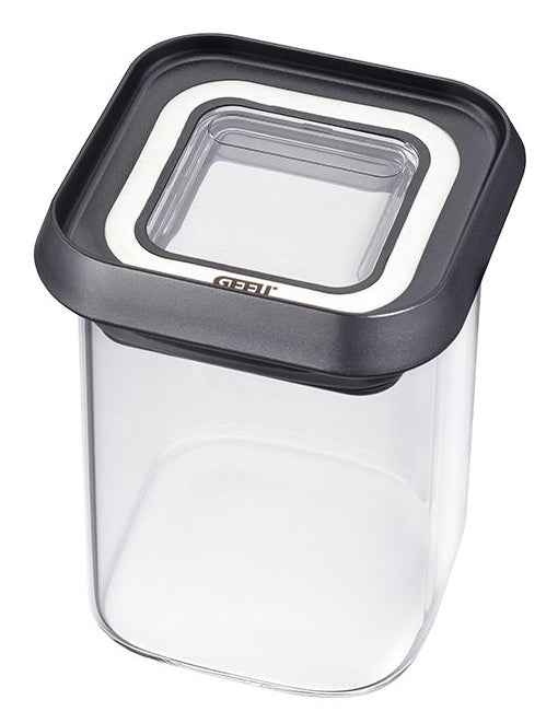 GEFU PANTRY Mini – Vorratsdose 180 ml, 7 × 7 × 9,2 cm, Kunststoff, transparent/schwarz
