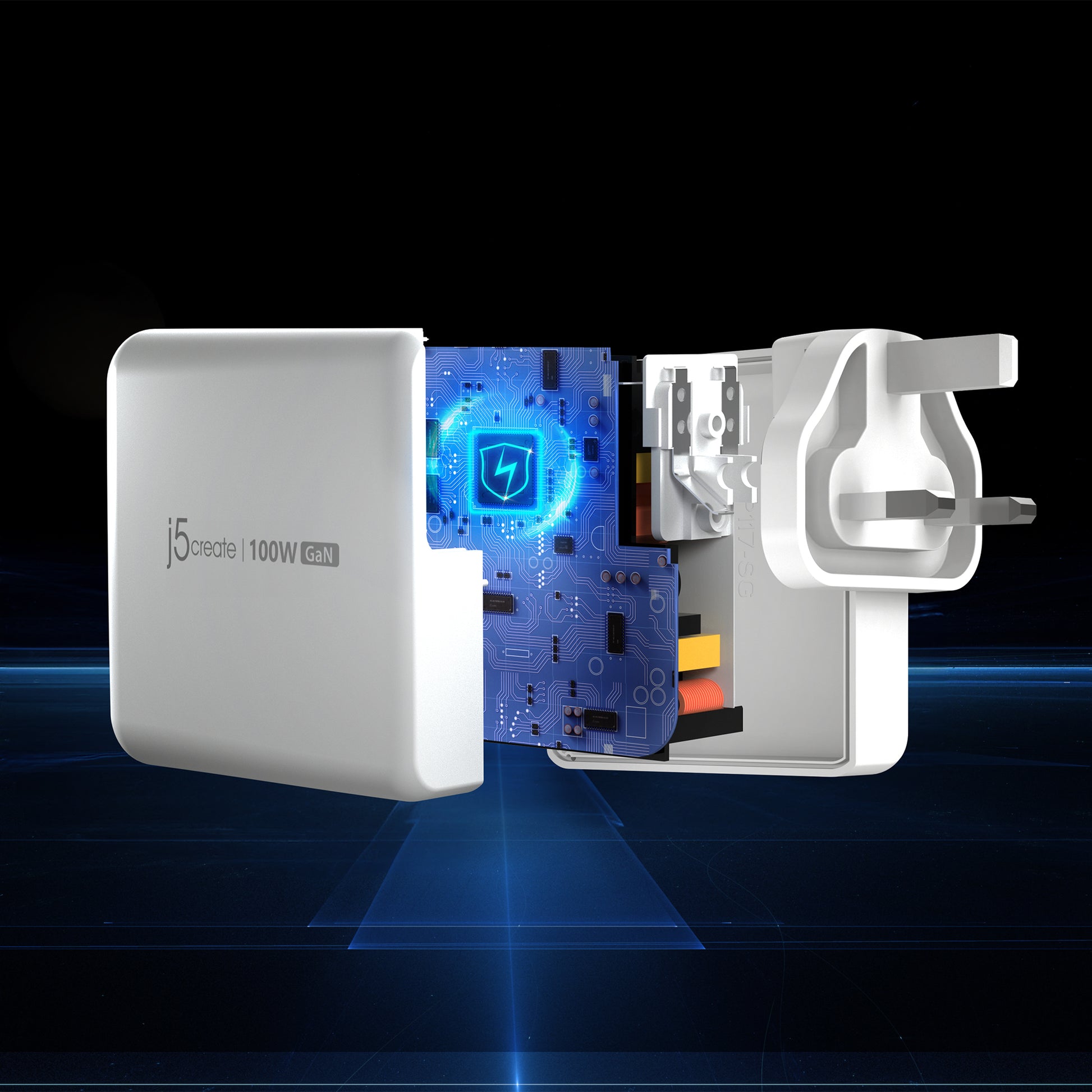 j5create Ladegerät – 100 W, 5× USB-C, GaN