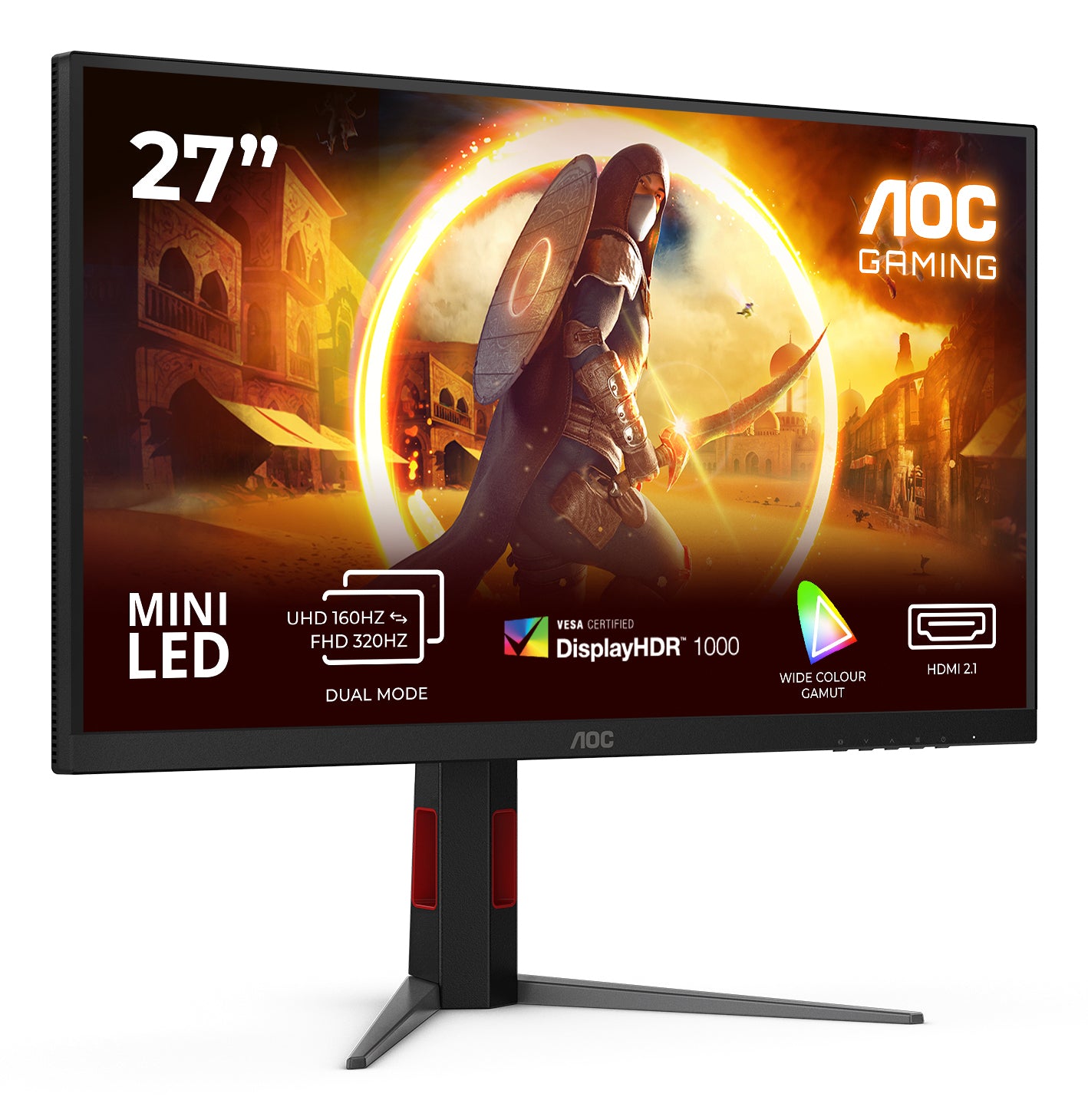 AOC U27G4XM – Monitor, 27", 3840 × 2160 (UHD 4K), IPS, 160 Hz, 450 cd/m², Adaptive Sync, VESA 100 × 100, Rot