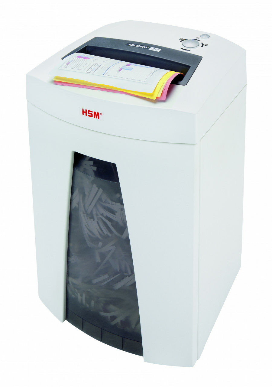 HSM Securio C18 – Aktenvernichter, DIN P-5, Partikelschnitt 1,9 × 15 mm, 7 Blatt, 25 l, für Kreditkarten/CDs