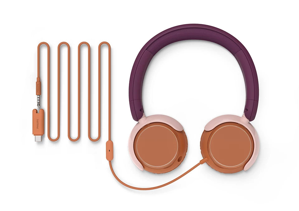 Philips TAK2000MP/00 Kinderkopfhörer – On-Ear, Stereo, Kabel, 3,5 mm Klinke, 85 dB Lautstärke-Limit, Magenta