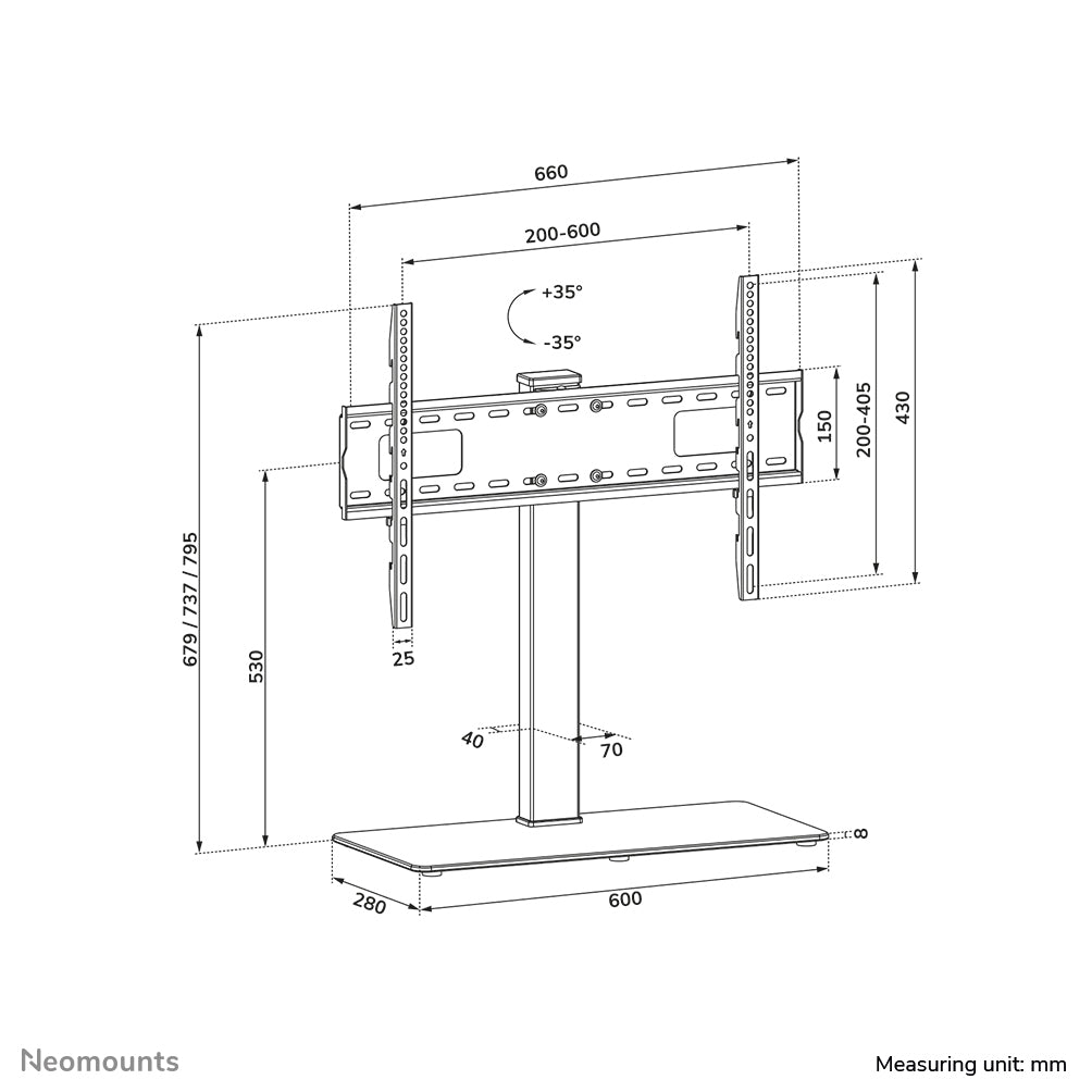 Neomounts DS45-430BL16 – Schwenkbarer Displayständer für 37–70", Schwarz