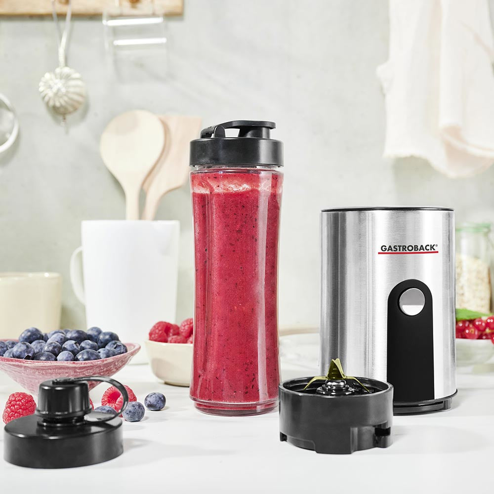 Gastroback Smoothie-Mixer 41033 – 0,6 l, 300 W, Eis-Crusher – schwarz/edelstahl