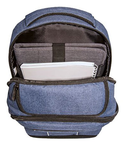 WEDO Schulrucksack Denim – für 15,6", 28 l, mit Tablet-Fach – Blau, 330 × 510 × 200 mm