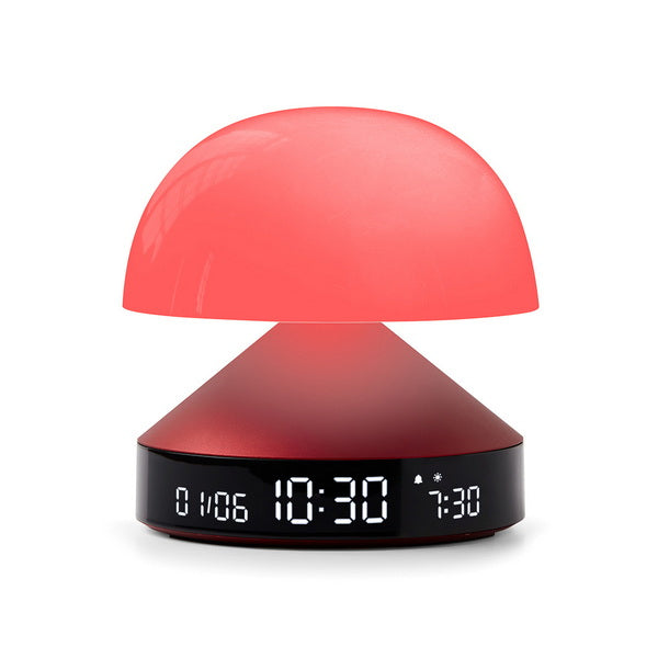 Lexon Lichtwecker Mina Sunrise – digital – 11 × 11 cm, weinrot, Aluminium, USB, Wecktöne