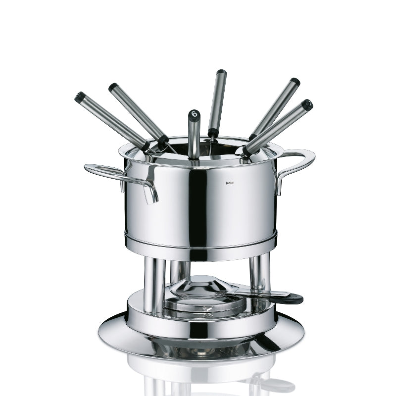 Kela Fondue-Set Cailin – Ø 22 cm, Edelstahl – für Fondue Bourguignonne, Glaskeramik – 6 Personen, 10 Teile