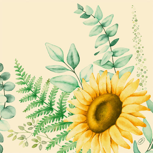 Duni Servietten Sunflower Dreams, gelb – 40 × 40 cm, 4-lagig – 300 Stück
