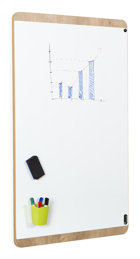 Rocada Whiteboard – 150 × 100 cm, lackierter Stahl, magnetisch, Holzrahmen, Eiche